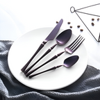 Aurevian – Black Cutlery Set 4 Or 16 Pieces With Golden Details