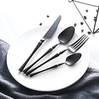 Aurevian – Black Cutlery Set 4 Or 16 Pieces With Golden Details