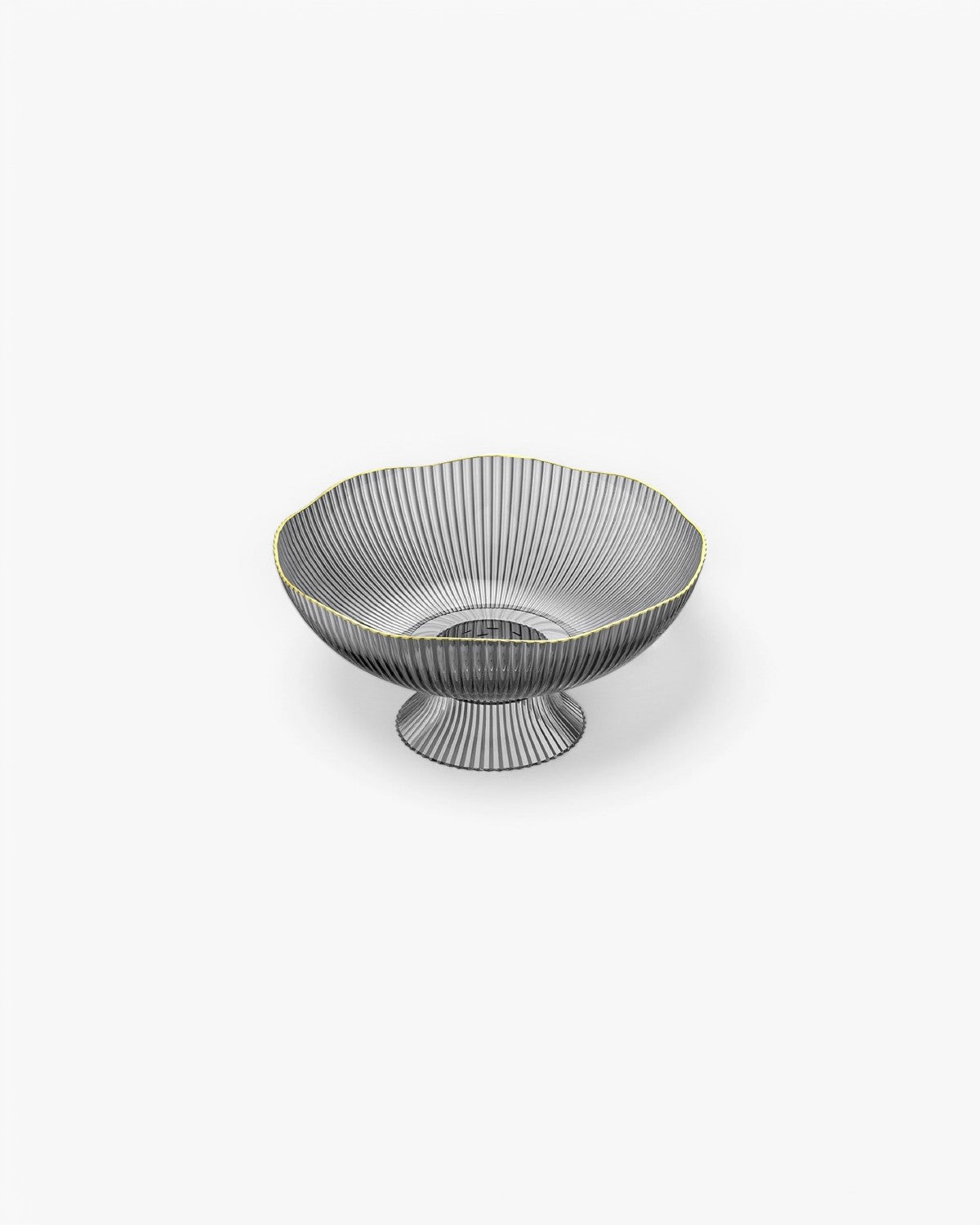VéraLuxe: Ceramic Fruit Bowl with Ribbed Texture & Golden Edge – for Dining Table & Kitchen