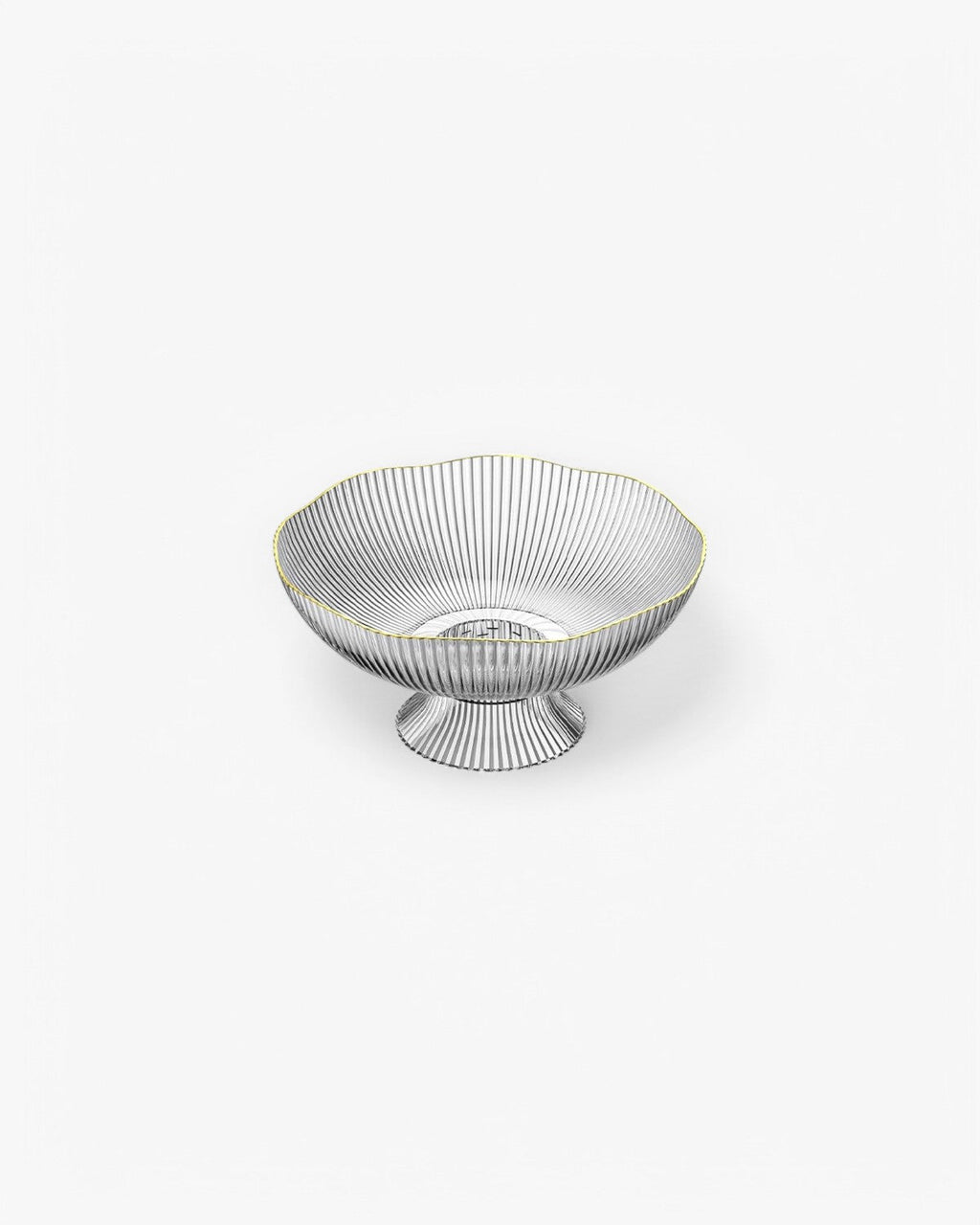 VéraLuxe: Ceramic Fruit Bowl with Ribbed Texture & Golden Edge – for Dining Table & Kitchen