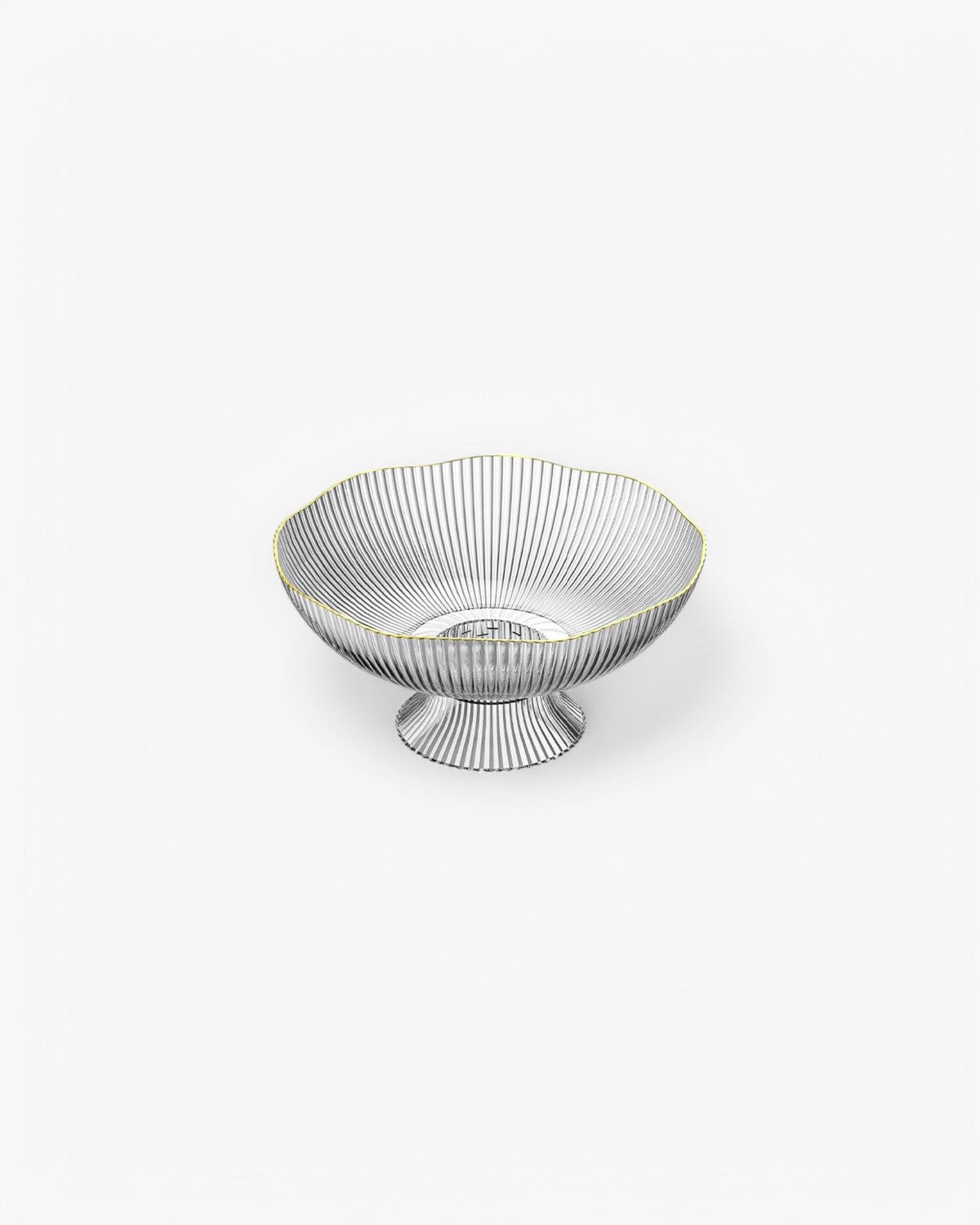 VéraLuxe: Ceramic Fruit Bowl with Ribbed Texture & Golden Edge – for Dining Table & Kitchen