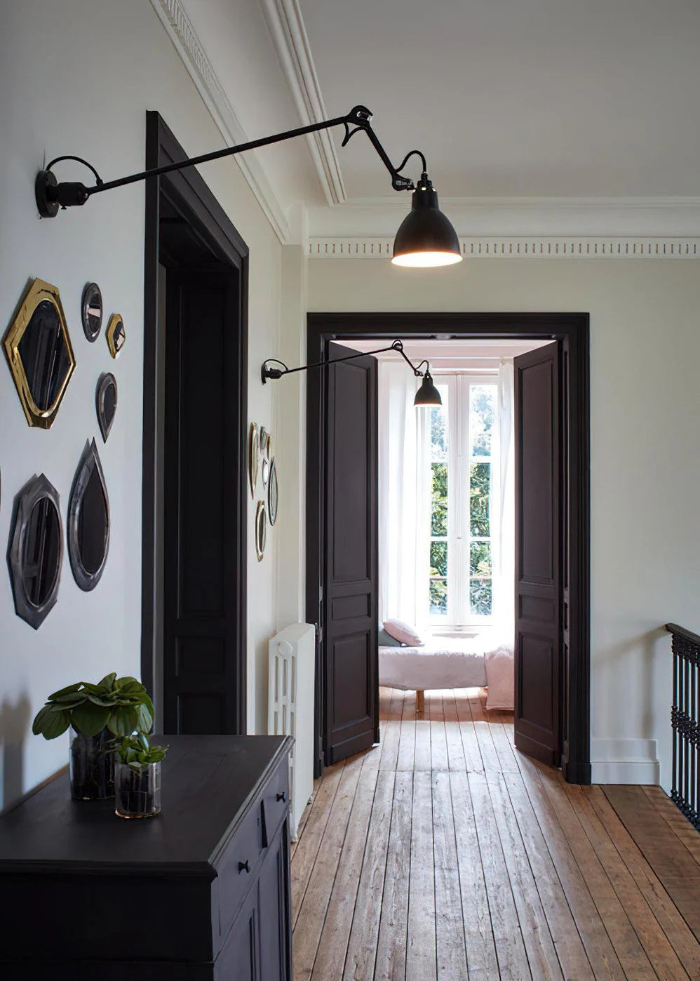 Adjustable Swing-Arm Task Wall Light in Matte Black