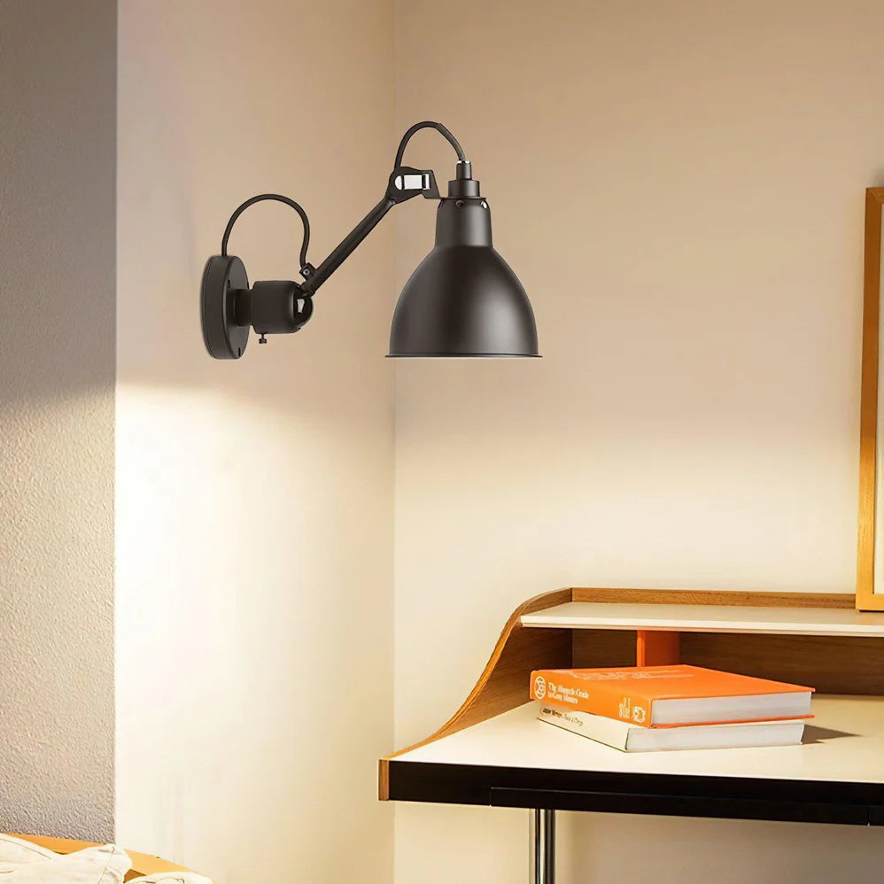Adjustable Swing-Arm Task Wall Light in Matte Black
