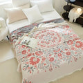 VersaillesBloom: Cozy Cotton Blanket with Floral Jacquard Look & Reversible Use – for Couch & Bedroom