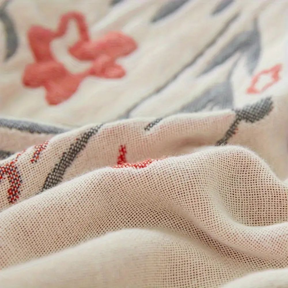 VersaillesBloom: Cozy Cotton Blanket with Floral Jacquard Look & Reversible Use – for Couch & Bedroom