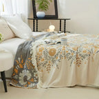 VersaillesBloom: Cozy Cotton Blanket with Floral Jacquard Look & Reversible Use – for Couch & Bedroom