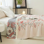 VersaillesBloom: Cozy Cotton Blanket with Floral Jacquard Look & Reversible Use – for Couch & Bedroom