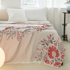 VersaillesBloom: Cozy Cotton Blanket with Floral Jacquard Look & Reversible Use – for Couch & Bedroom