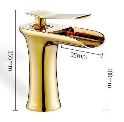 VetroLux: Elegant Sink Faucet – Golden Fixture for a Modern Bathroom Environment