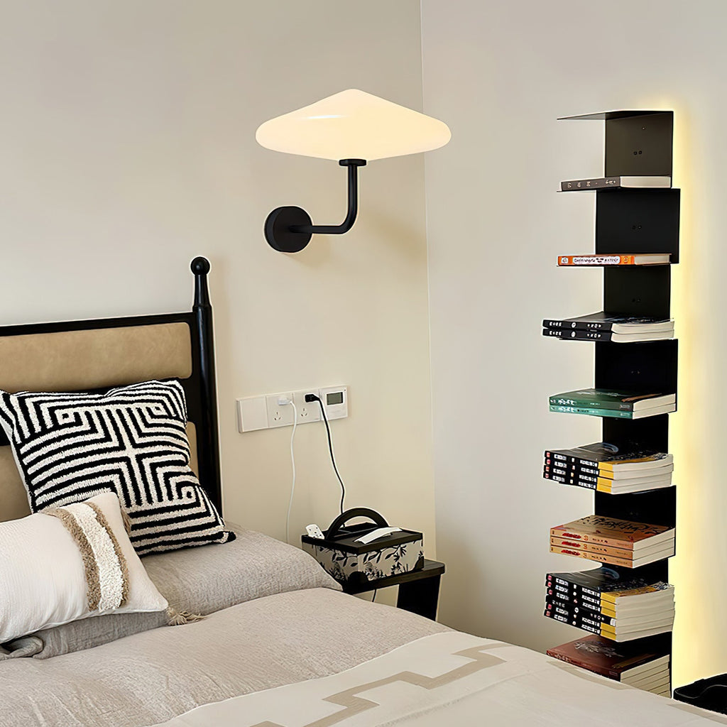 Modern Round Glass LED Wall Lamp in Black