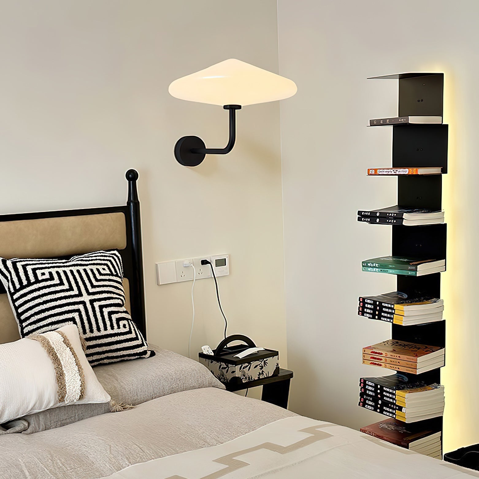 Modern Round Glass LED Wall Lamp in Black