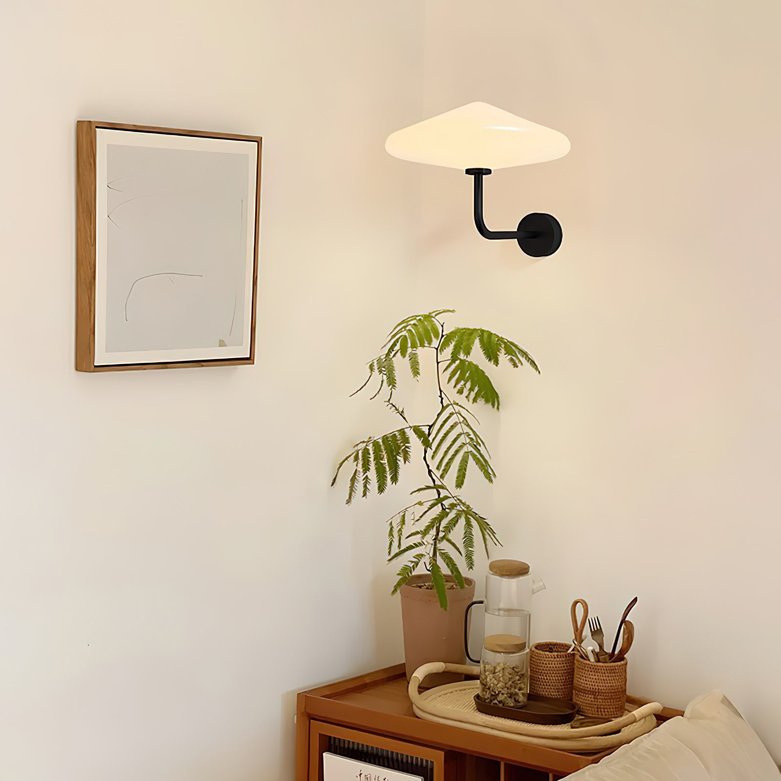 Modern Round Glass LED Wall Lamp in Black
