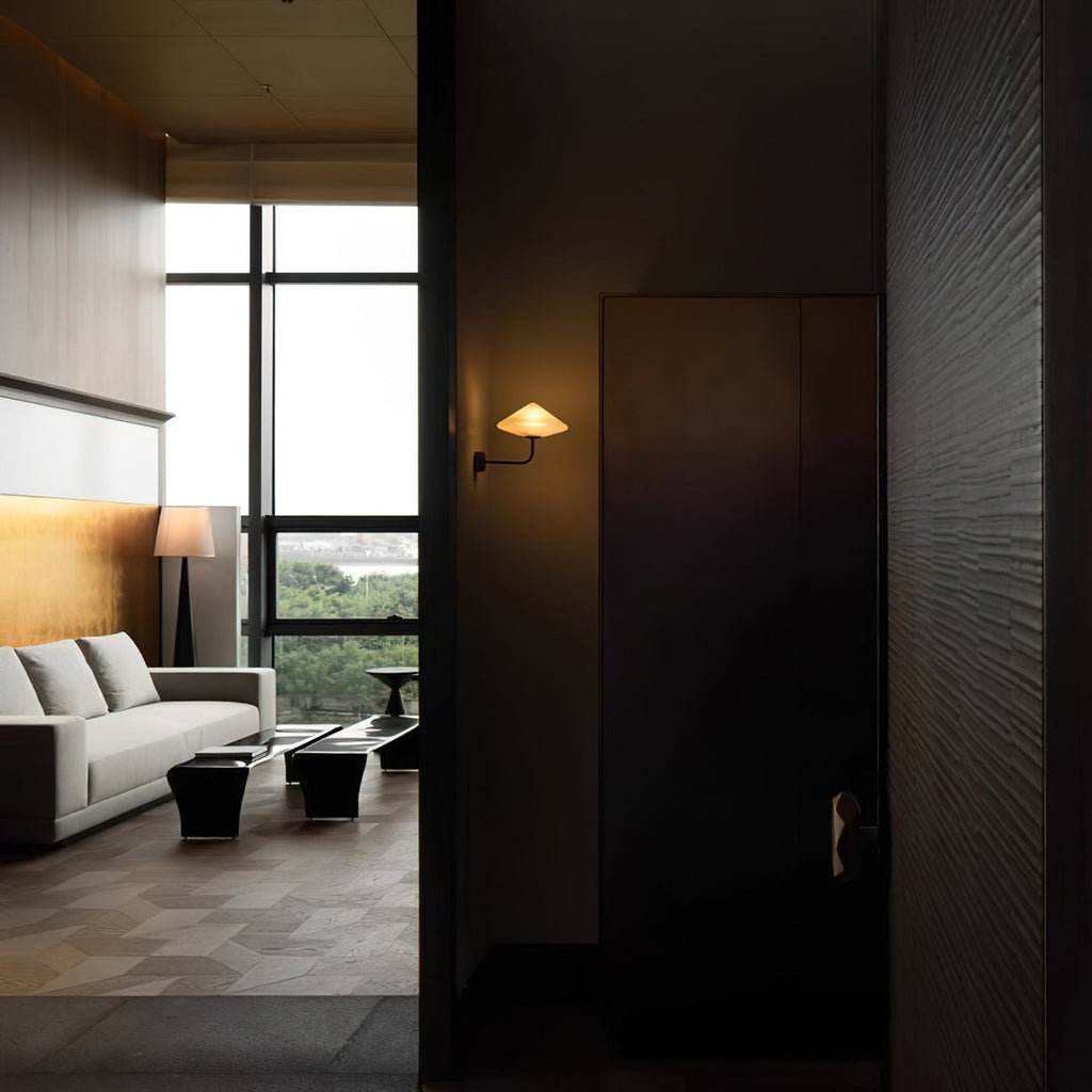 Modern Round Glass LED Wall Lamp in Black