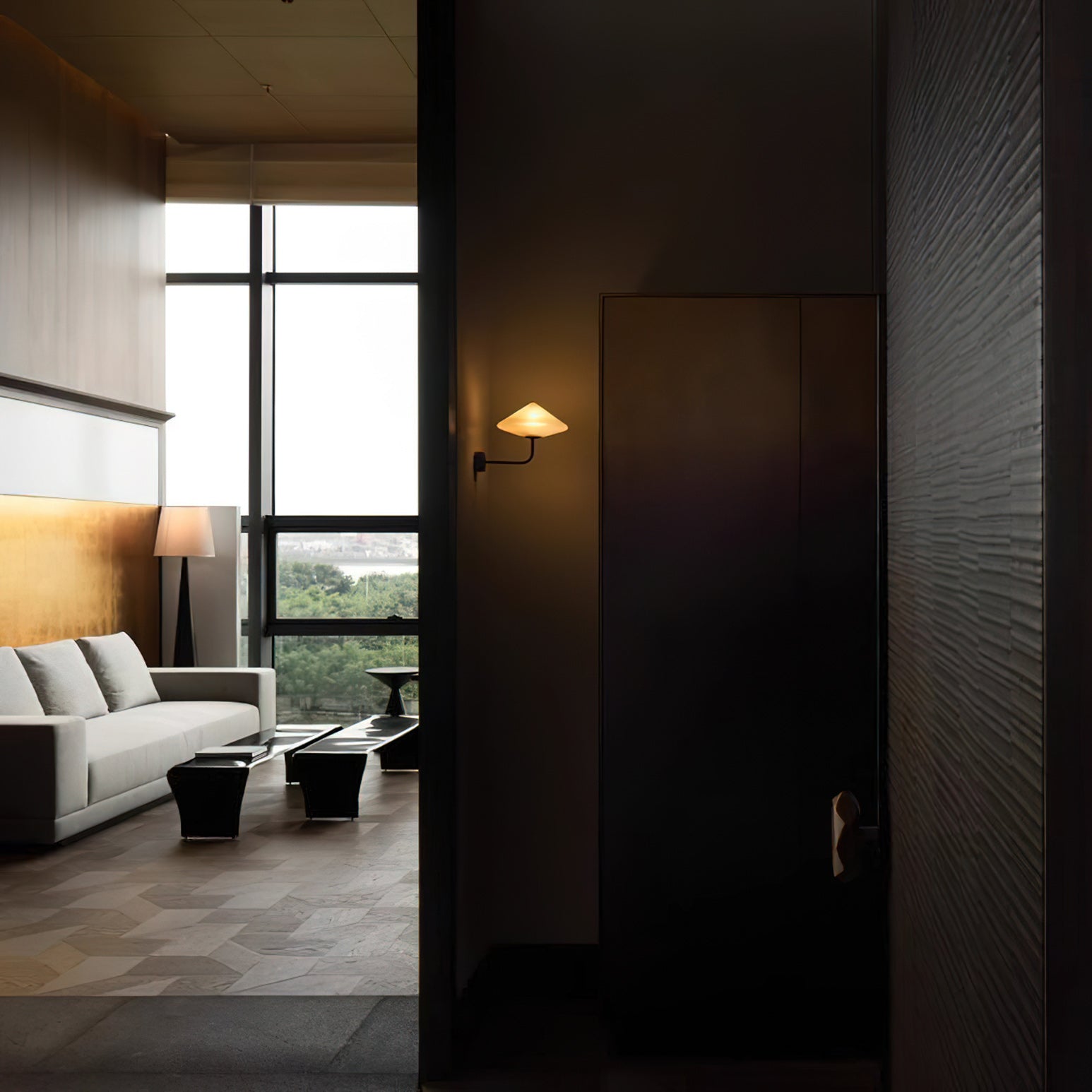 Modern Round Glass LED Wall Lamp in Black