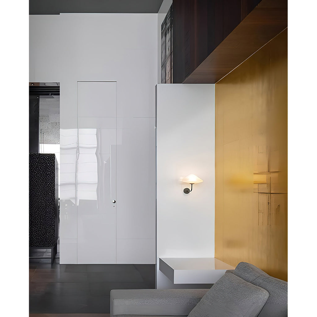 Modern Round Glass LED Wall Lamp in Black