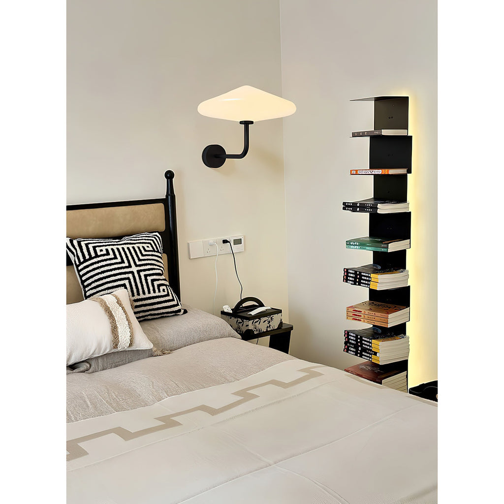 Modern Round Glass LED Wall Lamp in Black