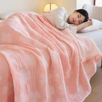 Four Leaf Clovers: Organic Cotton Blanket with 3-Layer Gauze Structure – for Bedroom & Living Room