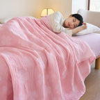 Four Leaf Clovers: Organic Cotton Blanket with 3-Layer Gauze Structure – for Bedroom & Living Room