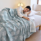 Four Leaf Clovers: Organic Cotton Blanket with 3-Layer Gauze Structure – for Bedroom & Living Room