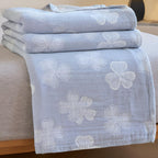 Four Leaf Clovers: Organic Cotton Blanket with 3-Layer Gauze Structure – for Bedroom & Living Room