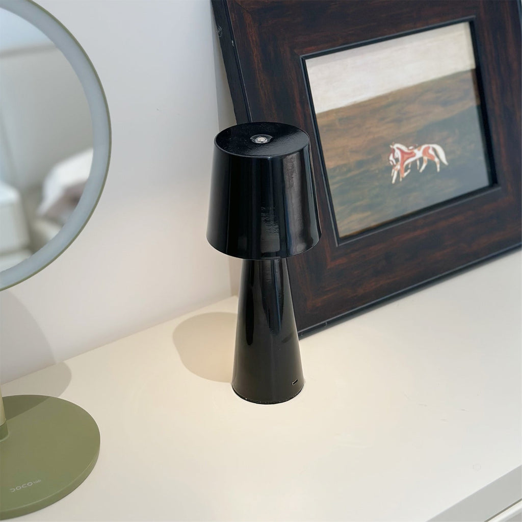 Cordless Conical Metal Table Lamp with Touch Dimmer