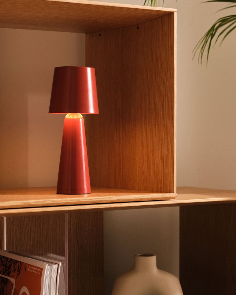 Cordless Conical Metal Table Lamp with Touch Dimmer