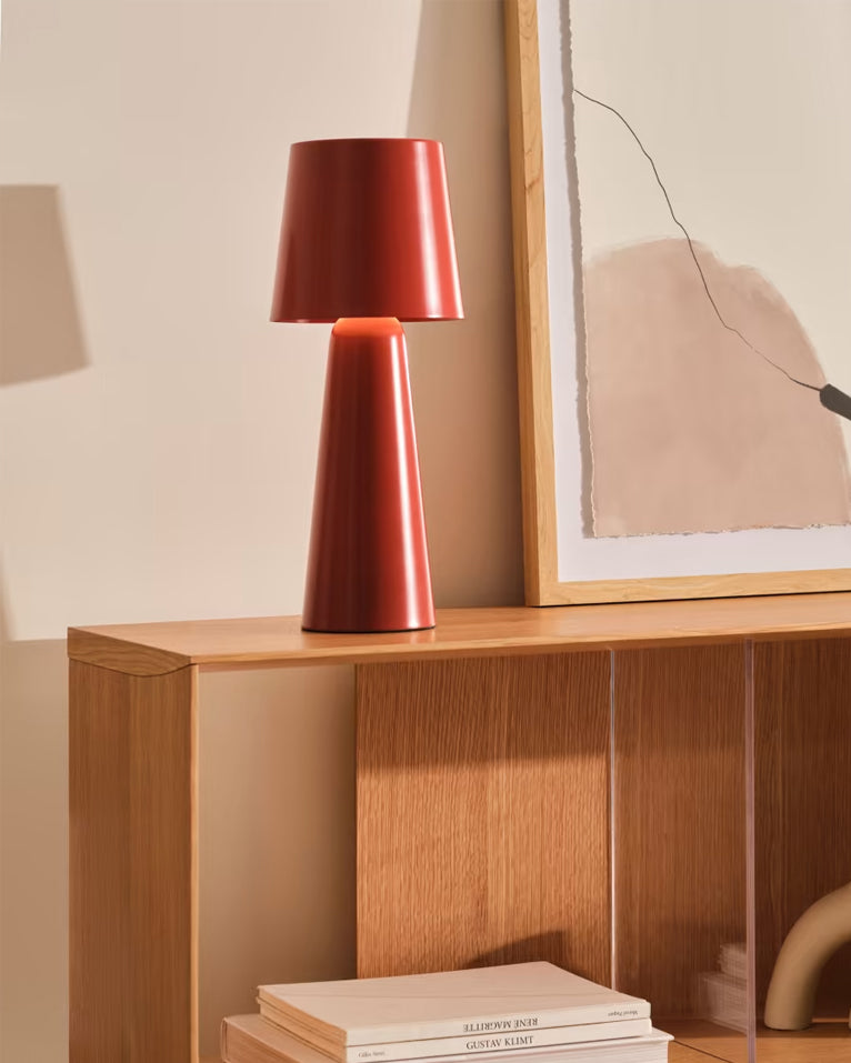 Cordless Conical Metal Table Lamp with Touch Dimmer