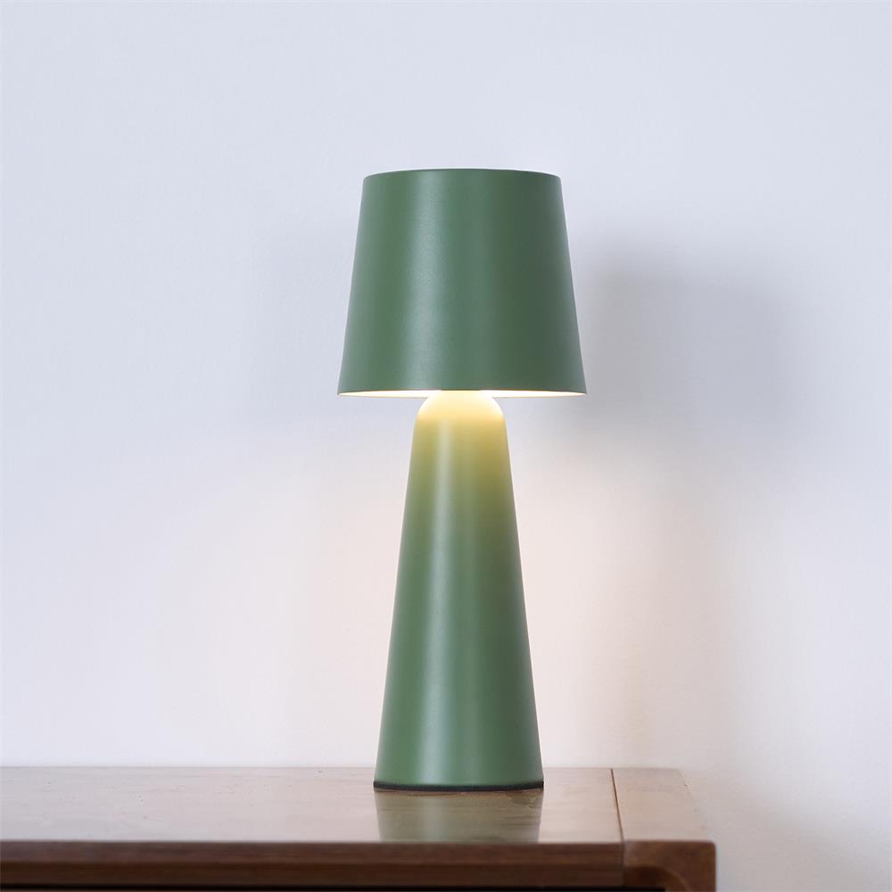Cordless Conical Metal Table Lamp with Touch Dimmer