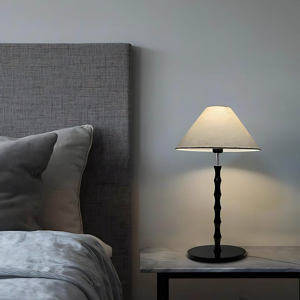 Bamboo-Joint Table Lamp with Fabric Shade