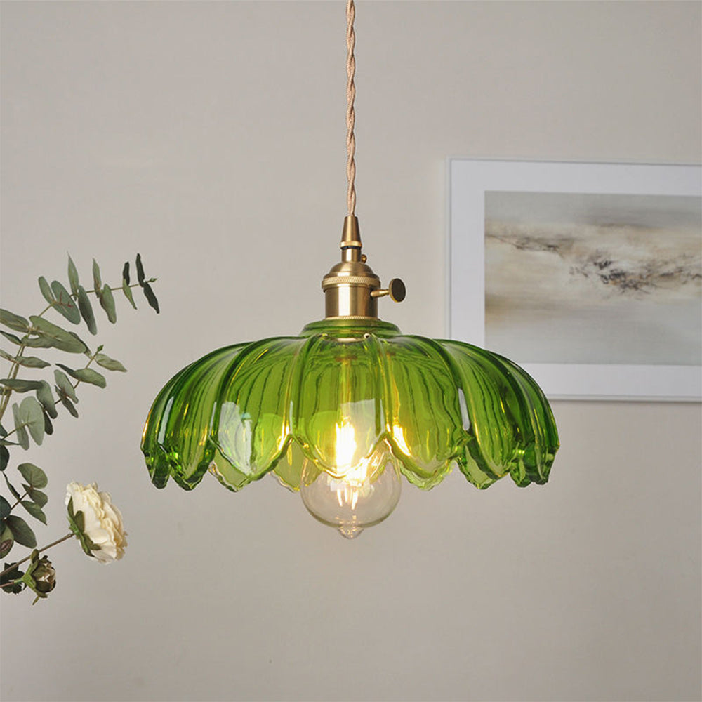VintaBloom: Retro Pendant Light Flower – Glass Hanging Lamp with Romantic Light Play