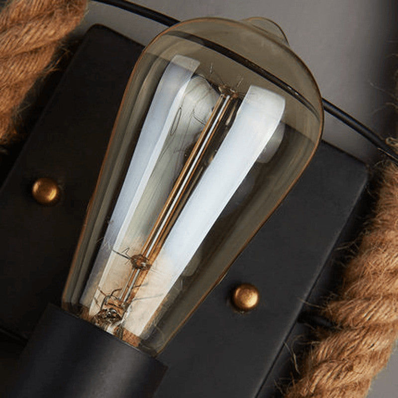 Retro Hemp Rope 1-Light Wall Sconce Lamp - Dual Design Options