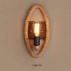 Vintage Rope Round Wall Sconce Lamp 1-Light