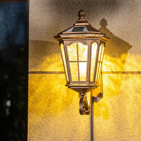 Vintage Solar Glass Lantern Wall Sconce 1-Light