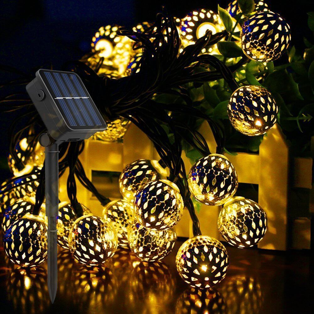 Vintage Solar Globe LED String Lights 10-Light