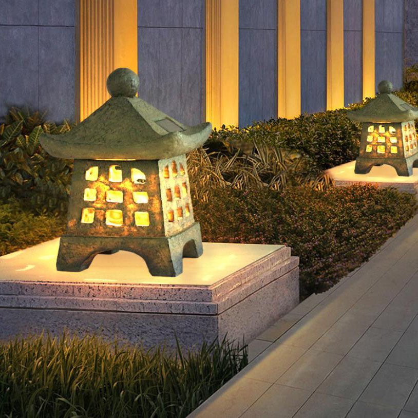 Vintage Solar Pagoda LED Outdoor Lantern 1-Light