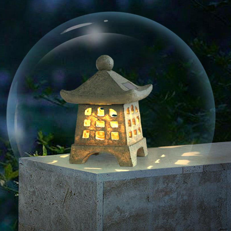 Vintage Solar Pagoda LED Outdoor Lantern 1-Light