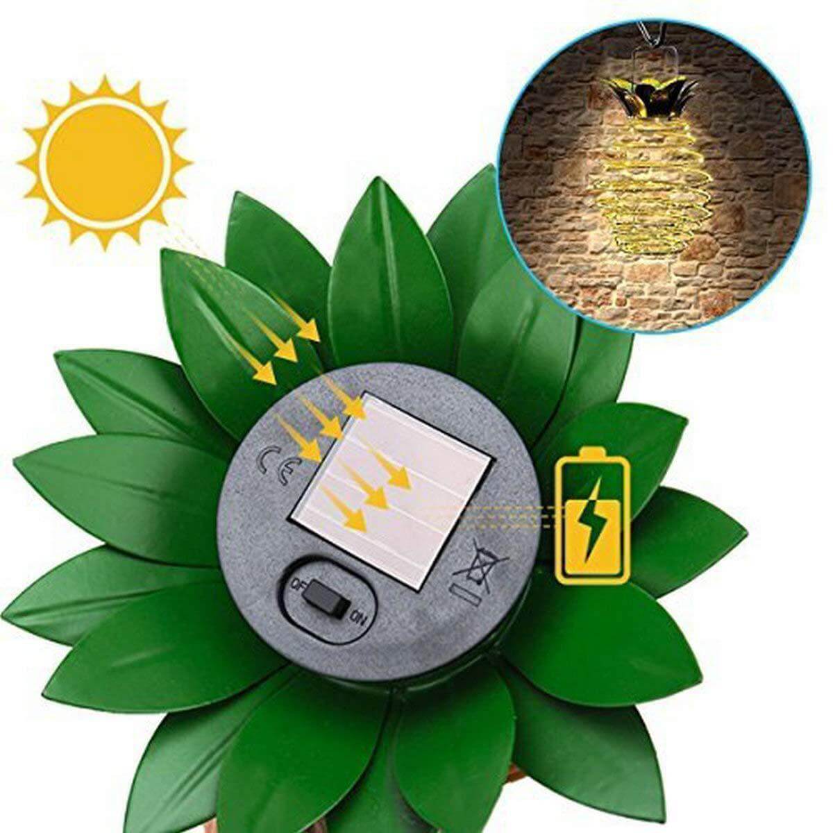 Vintage Solar Pineapple LED Hanging Lantern 1-Light