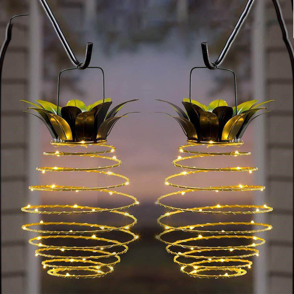 Vintage Solar Pineapple LED Hanging Lantern 1-Light