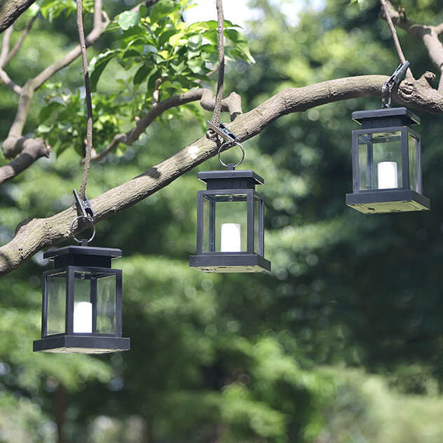 Vintage Solar Square LED Hanging Lantern 1-Light