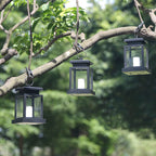 Vintage Solar Square LED Hanging Lantern 1-Light