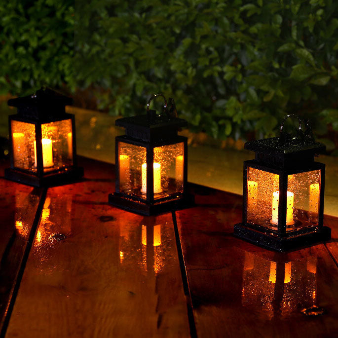 Vintage Solar Square LED Hanging Lantern 1-Light