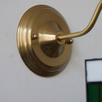Vintage Tiffany Glass Brass Wall Sconce Lamp 1-Light