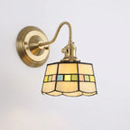 Vintage Tiffany Glass Brass Wall Sconce Lamp 1-Light