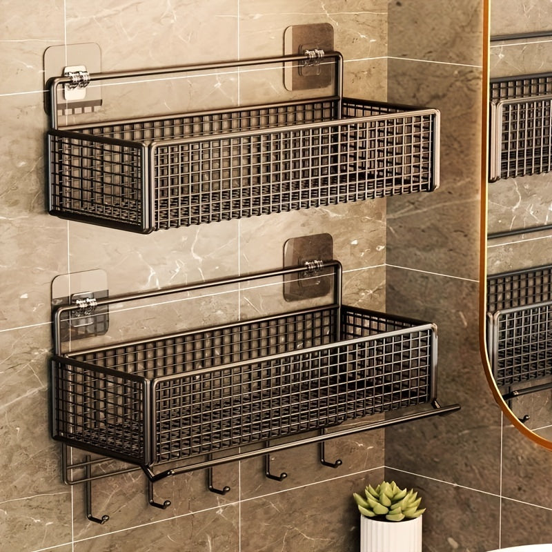 VintageHaken: Wall Shelf Bathroom – Durable Wrought Iron Shelf, Rustic & Multifunctional with Towel Rack