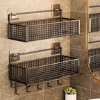 VintageHaken: Wall Shelf Bathroom – Durable Wrought Iron Shelf, Rustic & Multifunctional with Towel Rack
