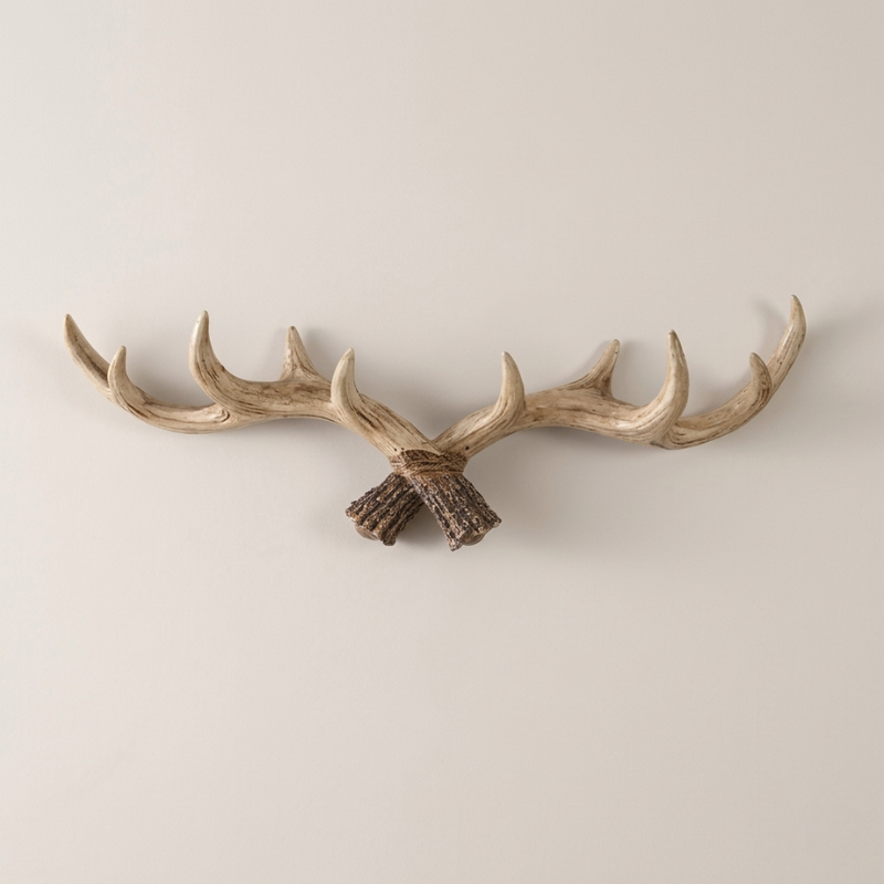 Wall Mounted Coat Rack Resin Antler Design Multi Hook Entryway Storage