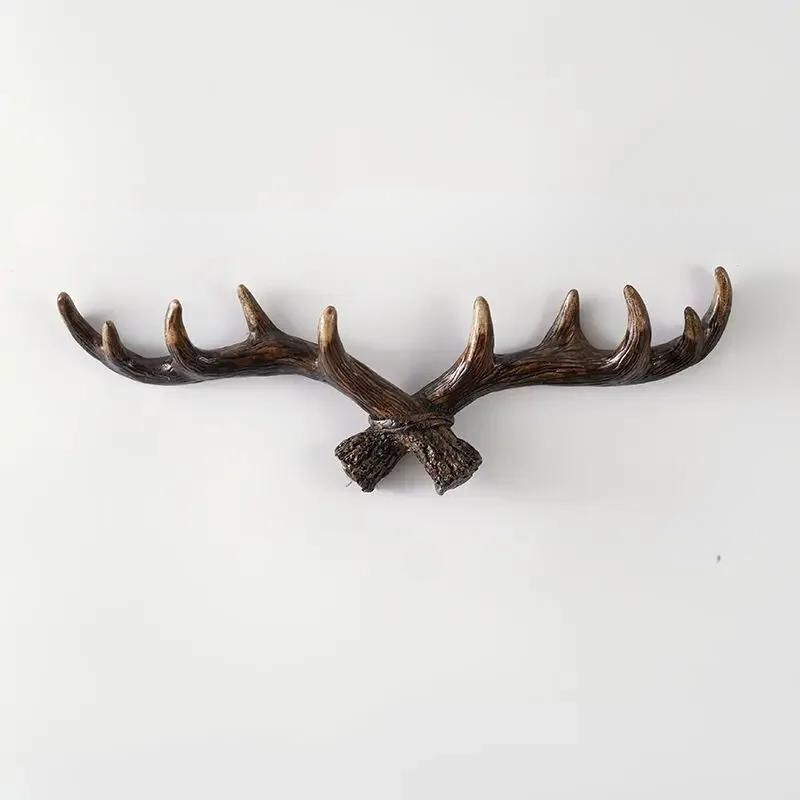Wall Mounted Coat Rack Resin Antler Design Multi Hook Entryway Storage