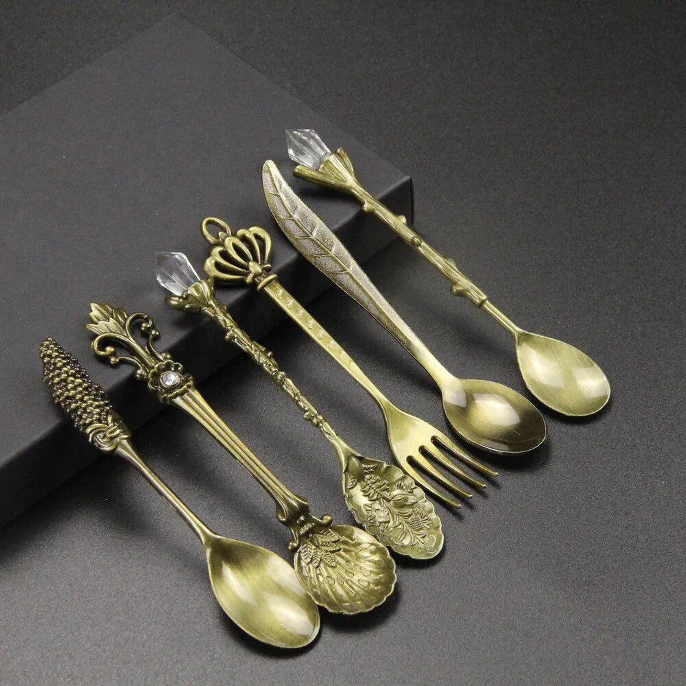 Teaspoon Retro Engraved Ornamental Handle Coffee Spoon