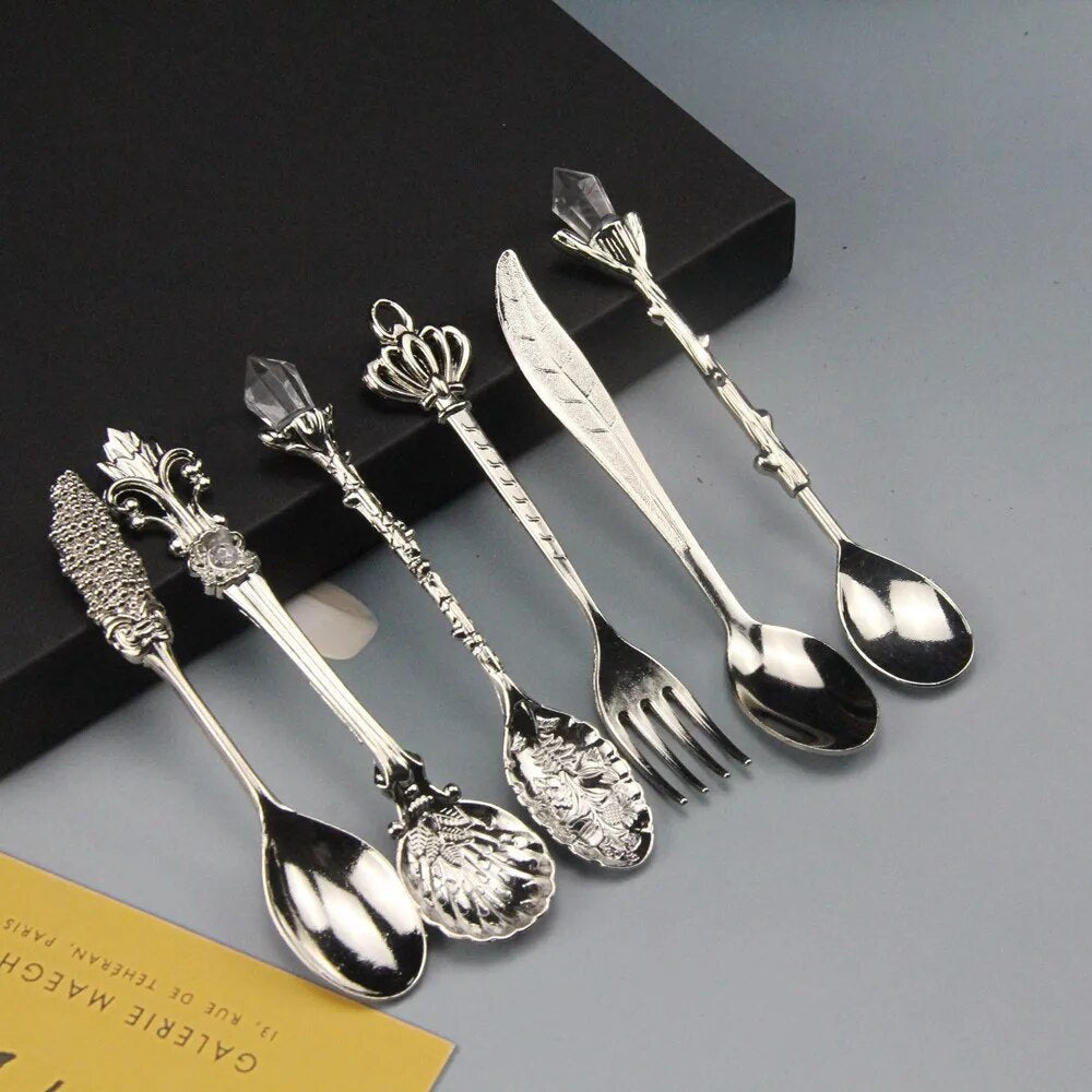 Teaspoon Retro Engraved Ornamental Handle Coffee Spoon