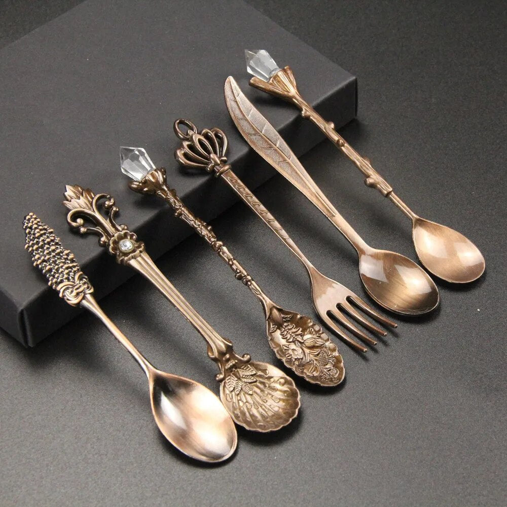 Teaspoon Retro Engraved Ornamental Handle Coffee Spoon
